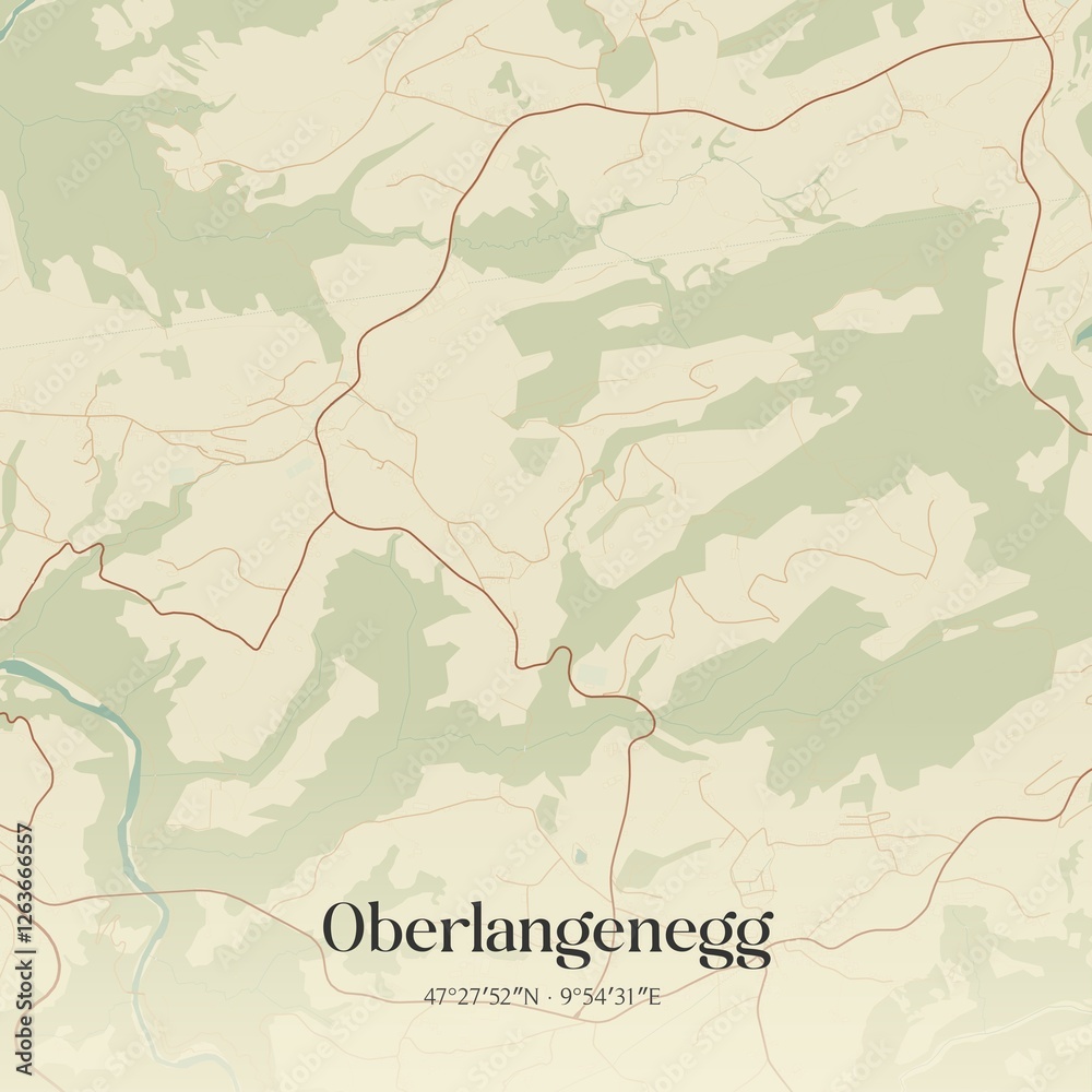 Vintage map of Oberlangenegg, Austria.
