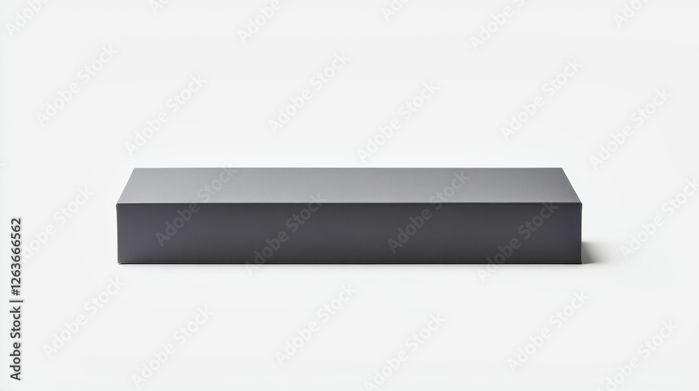 Minimalistic rectangular grey box packaging mockup with clean design and sharp edges Minimalistic rectangular grey box packaging mockup with clean design and sharp edges