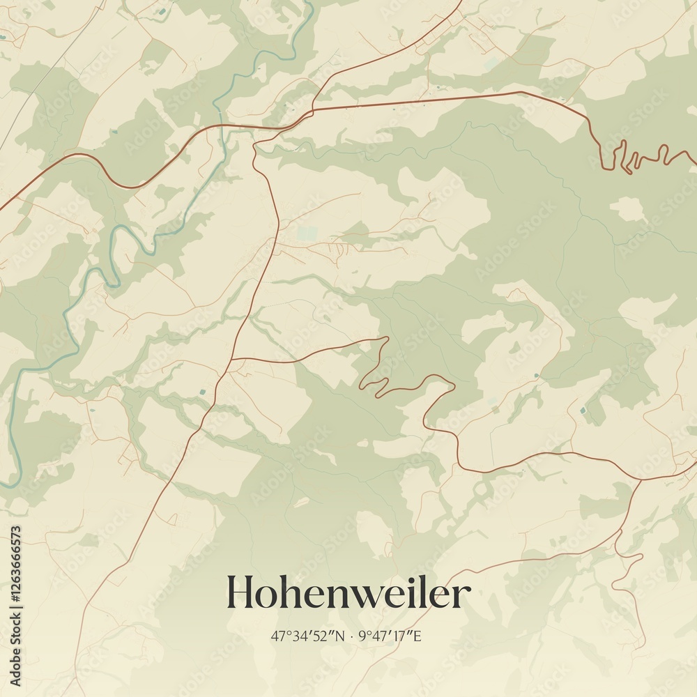 Vintage map of Hohenweiler, Austria.
