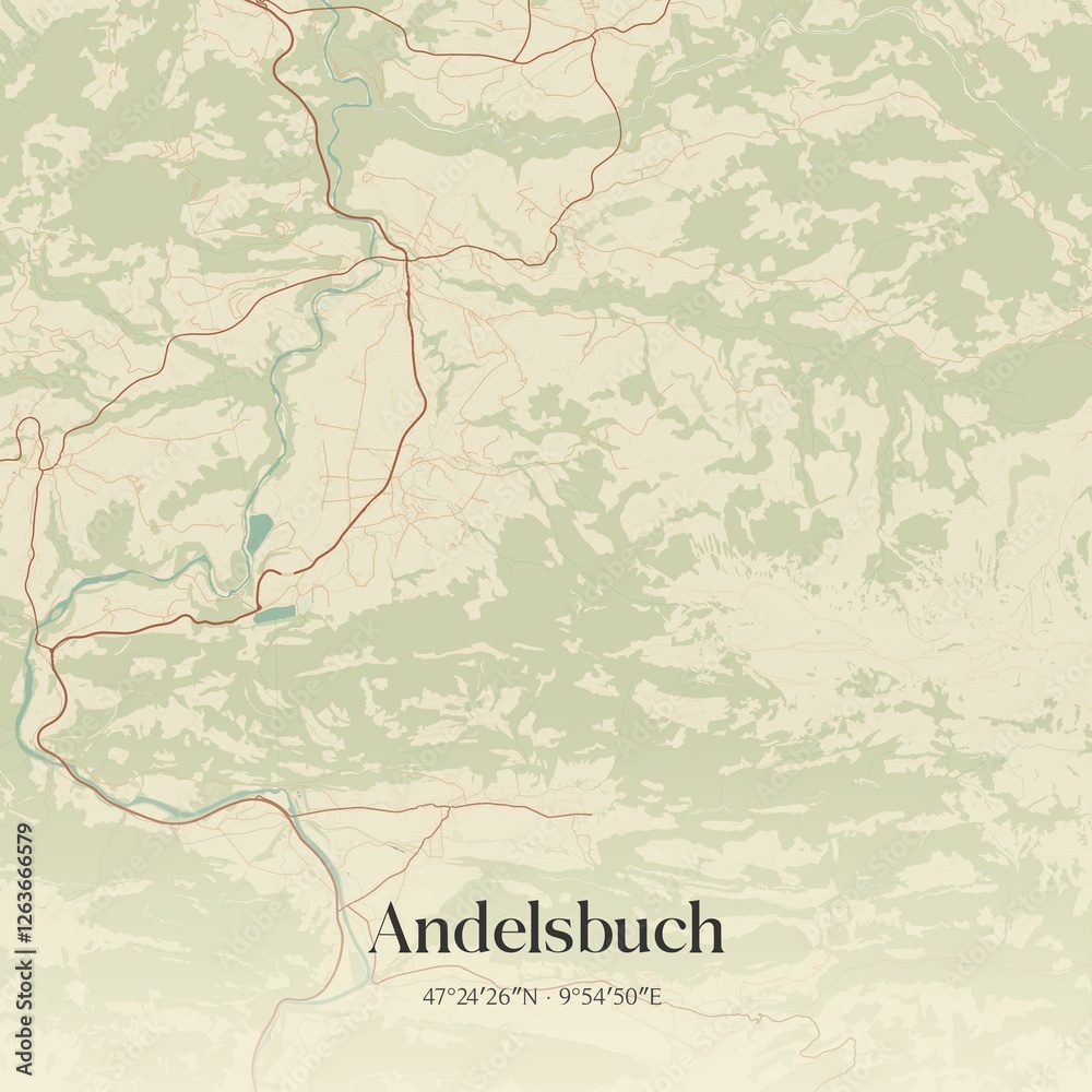 Vintage map of Andelsbuch, Austria.