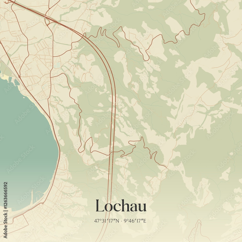 Vintage map of Lochau, Austria.