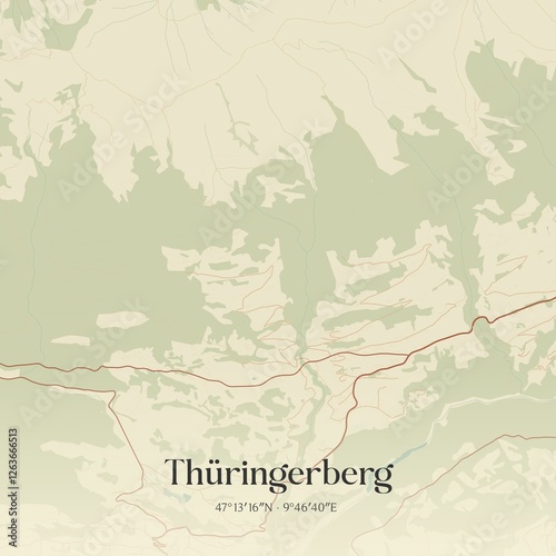 Obraz na płótnie Vintage map of Thüringerberg, Austria. w salonie