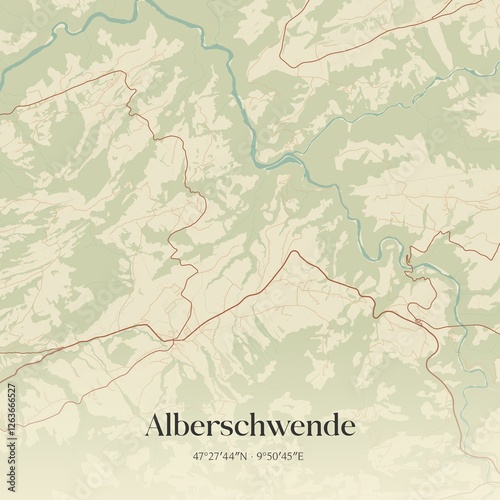 Obraz na płótnie Vintage map of Alberschwende, Austria. w salonie