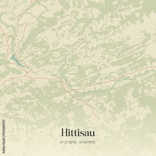 Obraz na płótnie Vintage map of Hittisau, Austria. w salonie