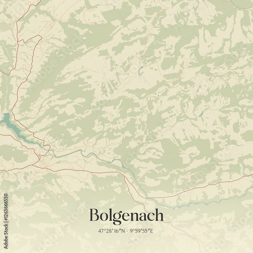 Obraz na płótnie Vintage map of Bolgenach, Austria. w salonie