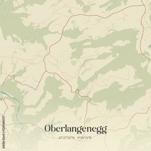 Obraz na płótnie Vintage map of Oberlangenegg, Austria. w salonie