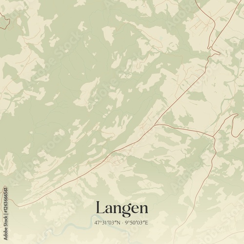 Obraz na płótnie Vintage map of Langen, Austria. w salonie