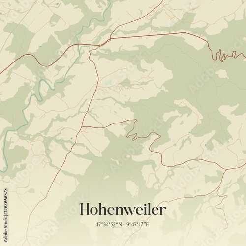 Obraz na płótnie Vintage map of Hohenweiler, Austria. w salonie