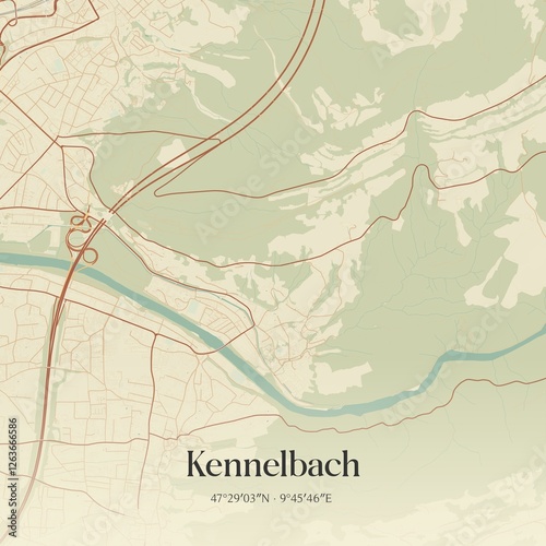 Obraz na płótnie Vintage map of Kennelbach, Austria. w salonie