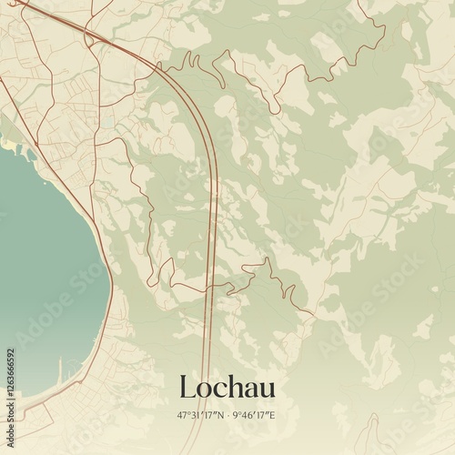 Obraz na płótnie Vintage map of Lochau, Austria. w salonie