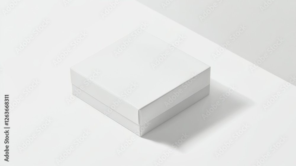 Realistic packaging box mockup showcasing a textured cardboard design with soft shadows Realistic packaging box mockup showcasing a textured cardboard design with soft shadows