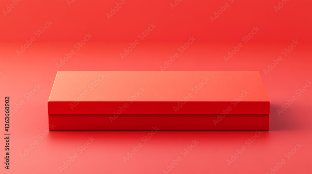 Bold and simple red box mockup with realistic lighting against vibrant background Bold and simple red box mockup with realistic lighting against vibrant background