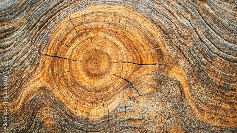 Fototapeta premium Rustic wooden plank texture showcases rich natural tones in aged wood grain detail