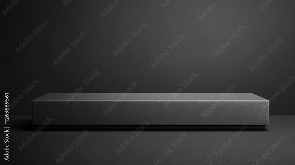 Obraz premium Stylish grey rectangular box mockup on a black minimalist background