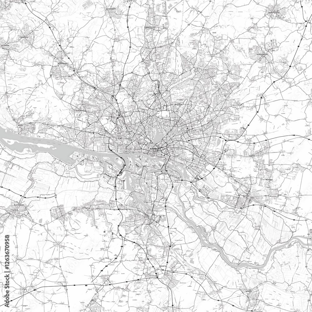 Naklejka premium Hamburg abstract city outline for art prints