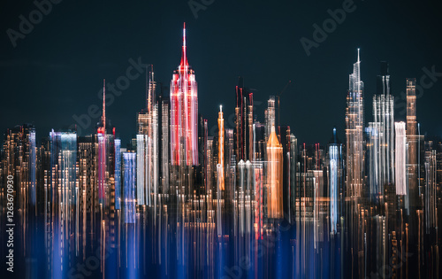 abstract new york city skyline with intentional movement for artistic mood