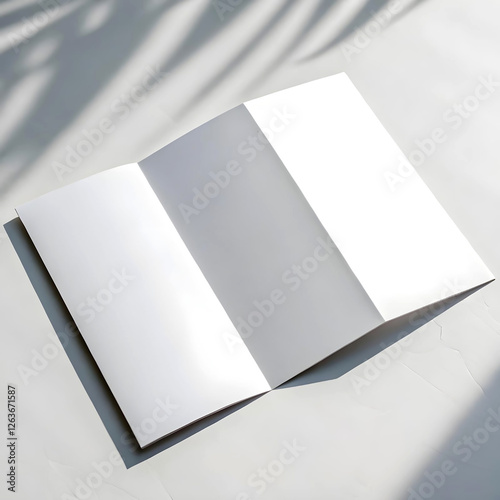 White A4 trifold paper brochure mockup, Blank tempelate, Leaflet, Pamphlet, Flyer, Booklet, Catalog empty mock-up, 3D Rendered isolated on a light background