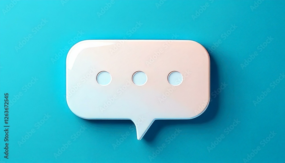 a simple white speech bubble on a bright blue background with three white dots inside. the bubble has a slight gradient from light blue to white a simple white speech bubble on a bright blue background with three white dots inside. the bubble has a slight gradient from light blue to white