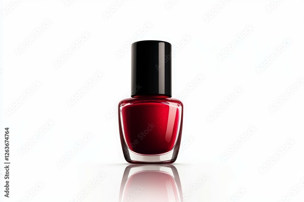 Elegant red nail polish bottle on white background. Neural network AI generated Elegant red nail polish bottle on white background. Neural network AI generated