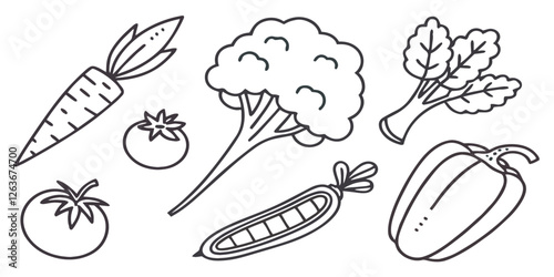 Abstract set of vegetable simple related fruit and vegetable icons vector illustration