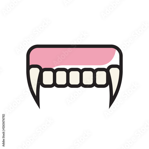 Pink dentures flat icon vector design. Halloween theme icon vector design illustration. 
