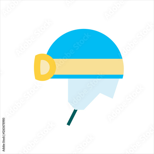 Retro blue helmet flat icon vector design illustration. 