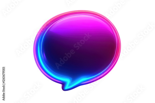 Wallpaper Mural  Neon speech bubble with glowing pink and blue gradient, futuristic design, glossy effect, isolated on transparent background. Torontodigital.ca