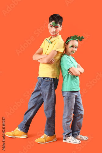 Funny kids with face painti...