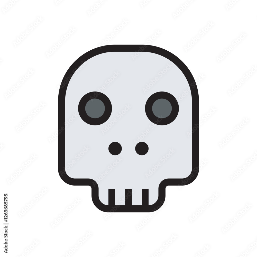Cute skull flat icon vector design. Halloween theme icon vector design illustration. Cute skull flat icon vector design. Halloween theme icon vector design illustration.