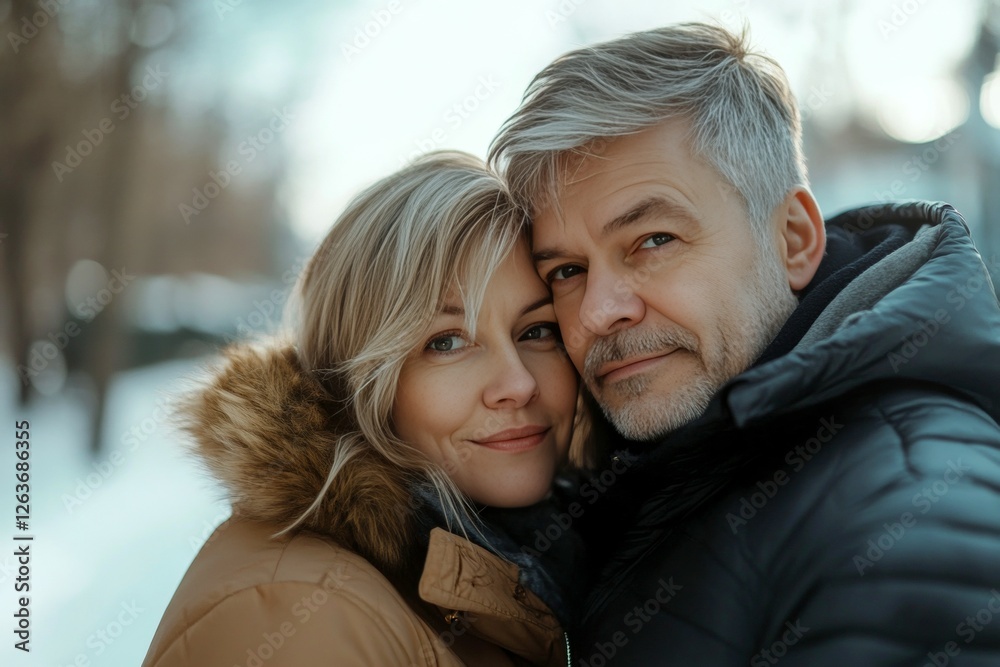 Valentine's day, enamored couple: dazzling striking image of loving caucasian midlife lovers. Sign of love and affection. Commercial promotion design idea. Passionate romance. Love charm. Valentine's day, enamored couple: dazzling striking image of loving caucasian midlife lovers. Sign of love and affection. Commercial promotion design idea. Passionate romance. Love charm.