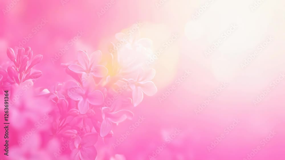 Blooming lilac flowers transition from dusky to bright pastel light Blooming lilac flowers transition from dusky to bright pastel light