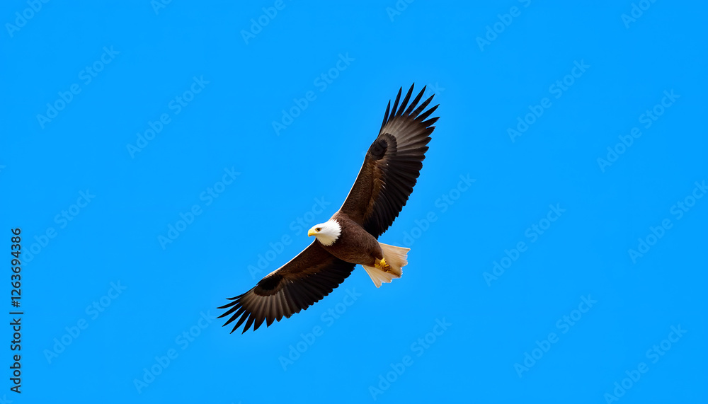 Bald eagle soaring against clear blue sky Bald eagle soaring against clear blue sky