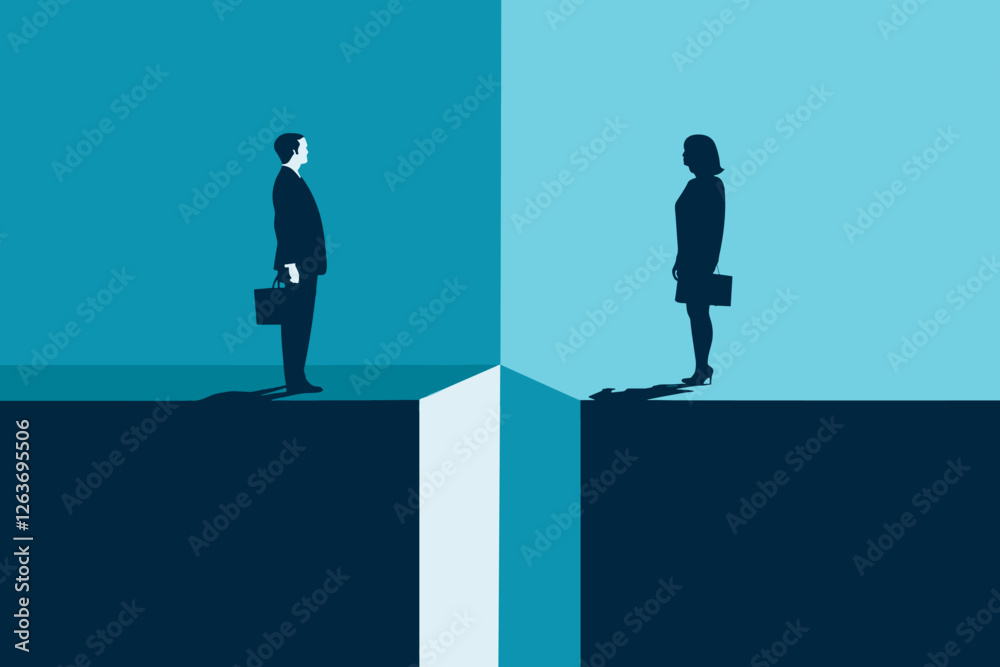 Fototapeta premium Contrasting Career Trajectories: Exposing Gender Disparities in Corporate Advancement Opportunities