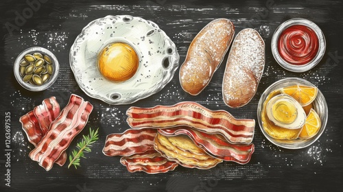 Wallpaper Mural Chalkboard banner with doodles of assorted desserts like cakes, cupcakes, and cookies. Perfect for a bakery. Vector food chalk Torontodigital.ca