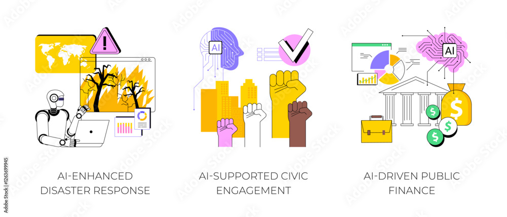 AI in Public Services abstract concept vector illustrations.