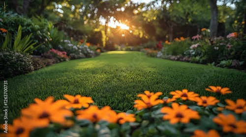 Wallpaper Mural A lush green lawn with a path leading through it Torontodigital.ca