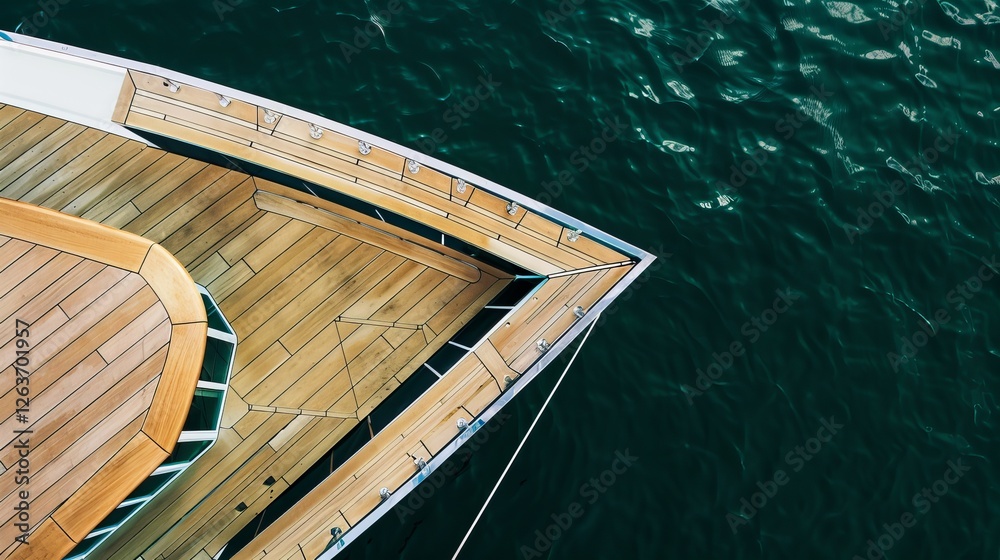 Obraz premium Luxury yacht deck overlooking calm ocean waters from aerial view