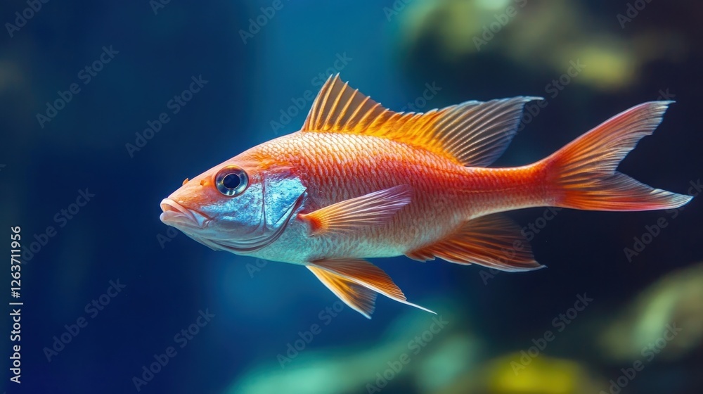 A school of red fish swimming in the tropical blue ocean Scuba diving adventure in the Maldives observing underwater wildlife in the Indian Ocean A school of red fish swimming in the tropical blue ocean Scuba diving adventure in the Maldives observing underwater wildlife in the Indian Ocean