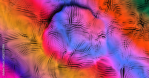 Colorful abstract texture created with Gradient flow and 3D structure imitate the movement of liquid or wind. Vibrant colors, volumetric waves and digital noise create a sense of depth and dynamics. I