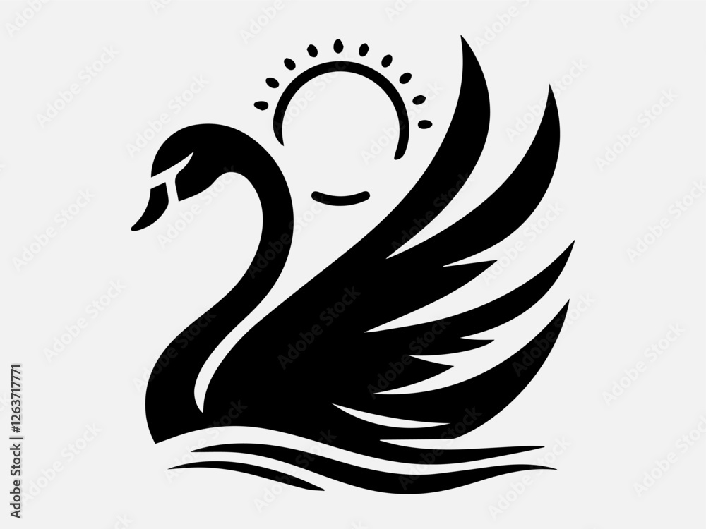 Fototapeta premium Swan Silhouette Vector Illustration