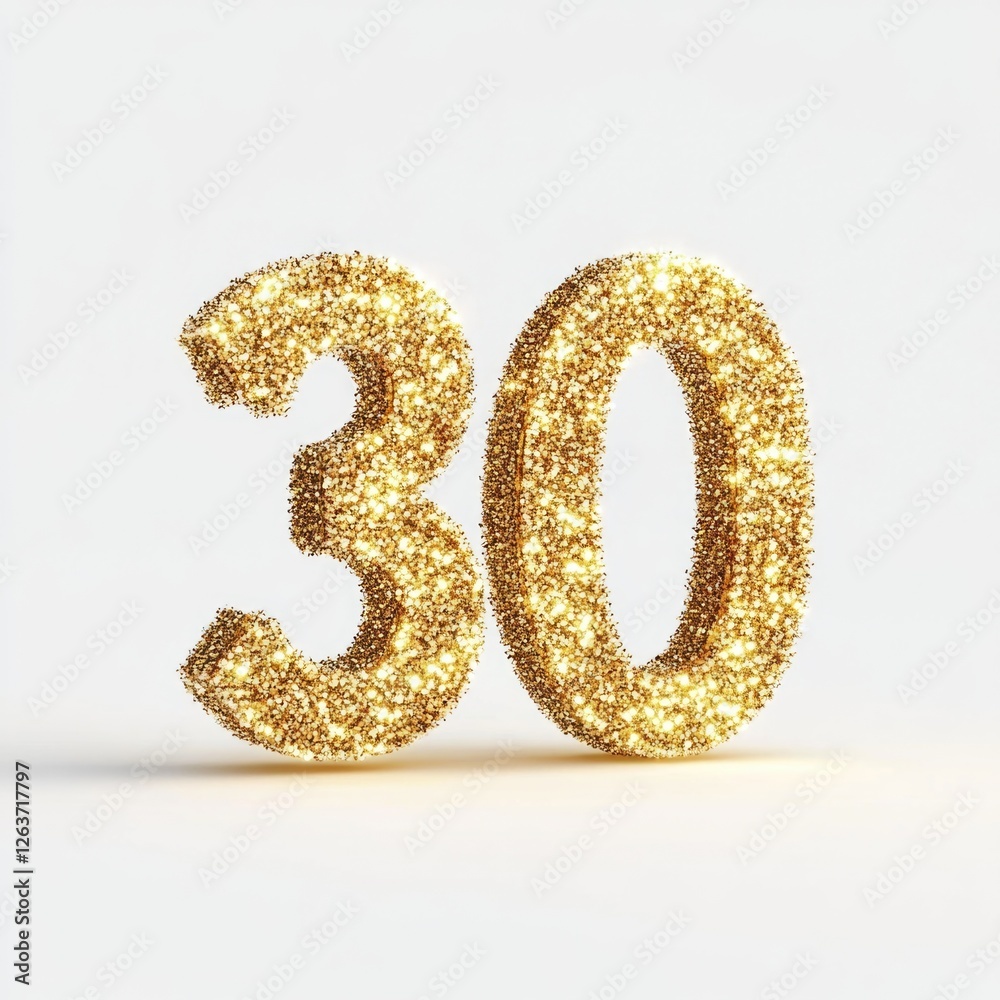 Celebrate Your 30th Birthday: Gold Glitter Number 30 Celebrate Your 30th Birthday: Gold Glitter Number 30