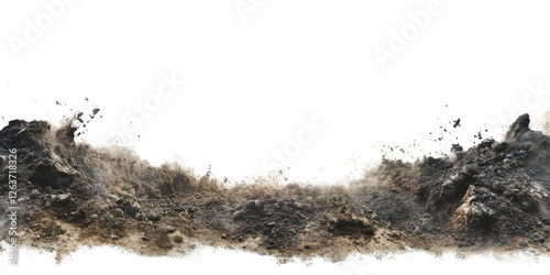 Wallpaper Mural Dramatic explosion of dark soil and dust cloud on transparent background Concept of destruction, disaster, and environmental impact Torontodigital.ca