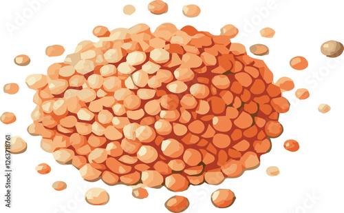 Watercolor Vector Illustration of a little pile of red lentils