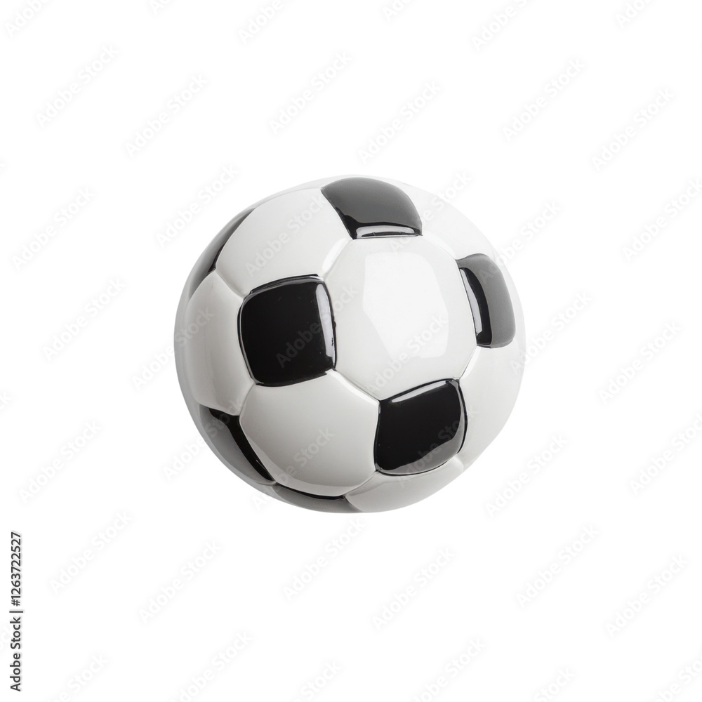 Fototapeta premium Classic soccer ball with black and white pattern on a transparent background Concept of sport, recreation, and international competition