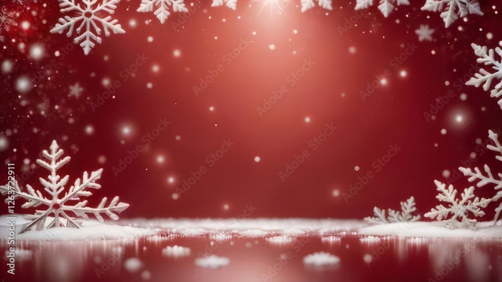 Red Christmas background with snowflakes and snow. Red Christmas background with snowflakes and snow.