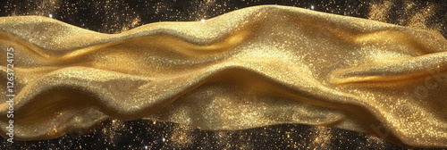Textured stretch nylon lycra combined with polished gold and grainy dust creates an elegant visual