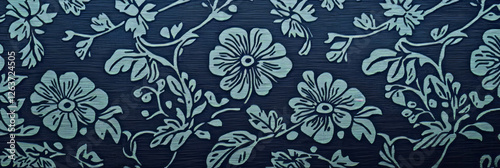 Wallpaper Mural Stylized floral pattern with muted blues and textured matte finish decoration Torontodigital.ca