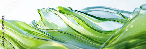 Thick aloe vera gel flows slowly with a smooth and reflective texture