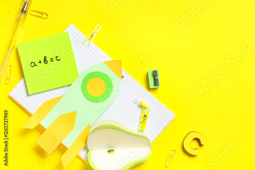 Paper rocket with school st...