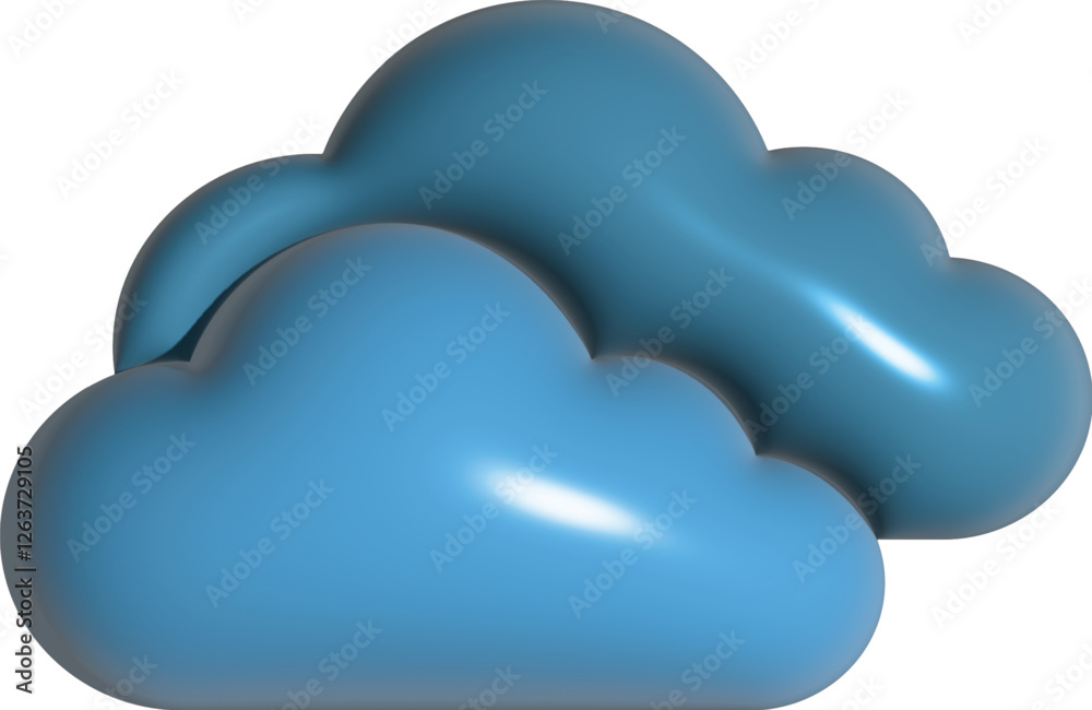 3D vector illustration of two clouds - cloudy sign 3D vector illustration of two clouds - cloudy sign
